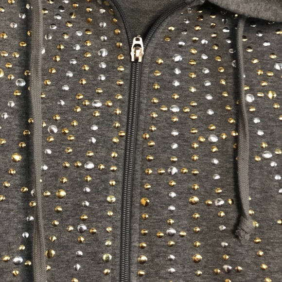 Pure Rebel Sweatshirt Jacket With Hoodie And With Silver And Gold Brads - Picture 3 of 7